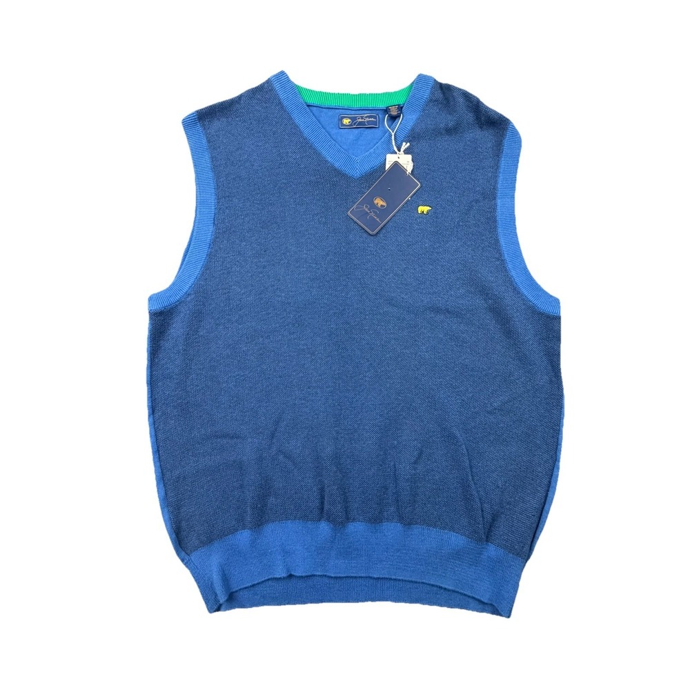 Jack Nicklaus‎ 100% Cotton Sweater Vest Blue V-Neck Golf Men's M NWT